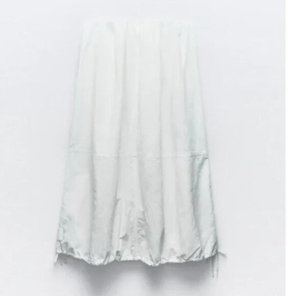 NWT ZARA NYLON BALLOON MIDI SKIRT WHITE - Picture 2 of 6